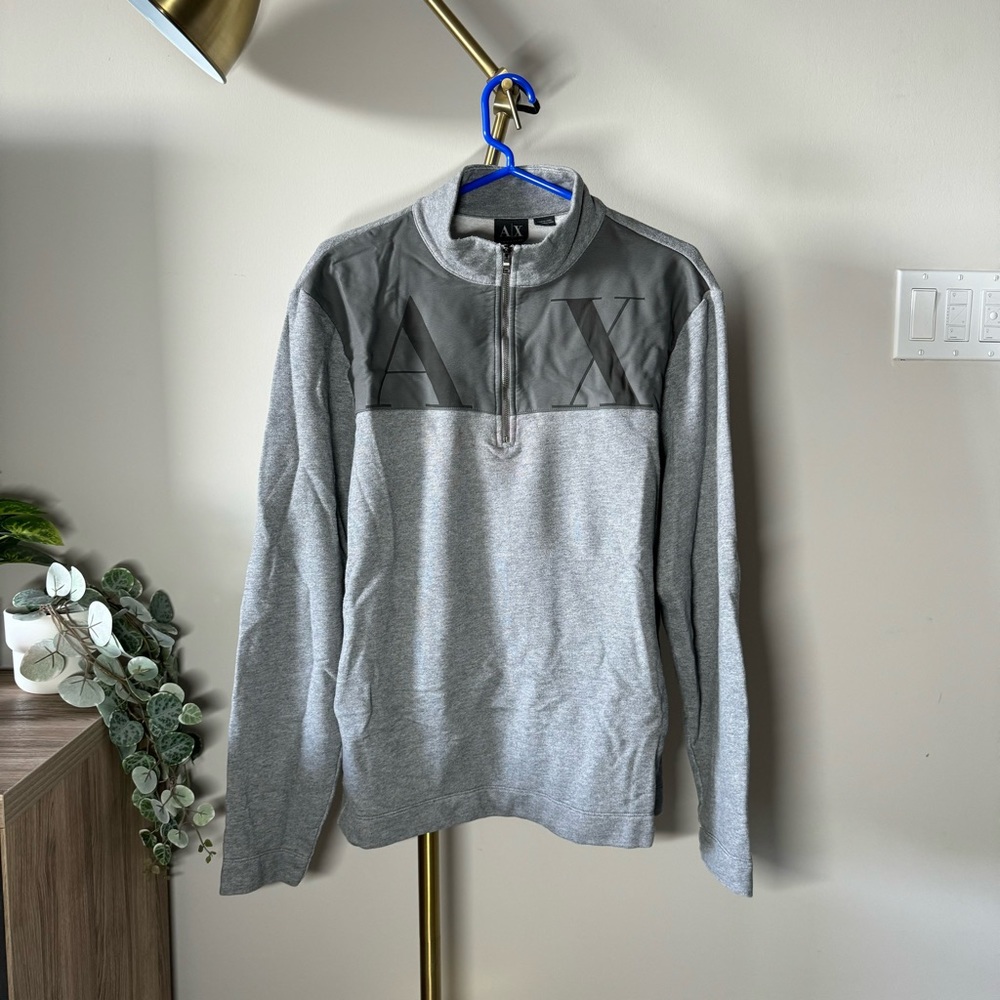 ARMANI EXCHANGE - Grey Quarter Zip Pullover - Men’s Extra Large XL